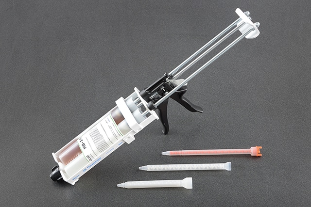 Two-component side-by-side cartridges with mix nozzle options